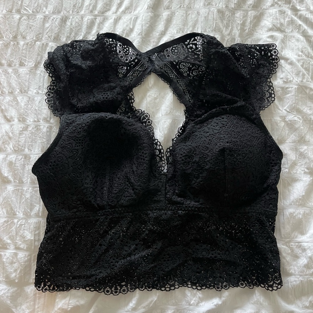 Black Lace Crop Top